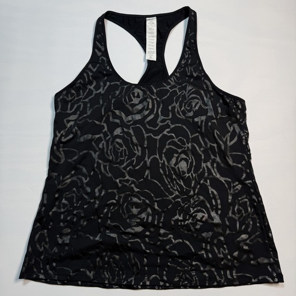 Fabletics Tops - Fabletics Tank Top‎ Womens XL Black Floral Racerback Athletic Workout Gym